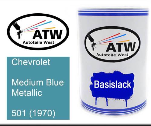 Chevrolet, Medium Blue Metallic, 501 (1970): 500ml Lackdose, von ATW Autoteile West.